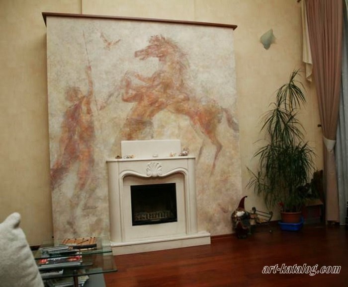 Wall painting fireplace