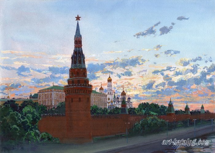 Sunrise over the Moskva tower