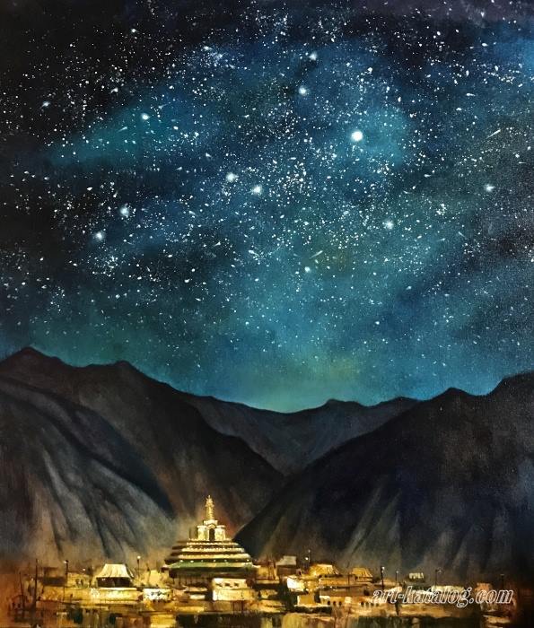 Night. Monastery Labrang