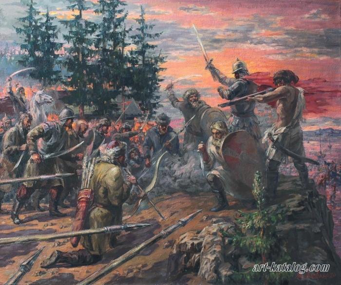 The decisive battle of the chieftain Уermak in Siberia