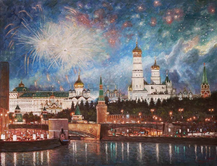 Гремит салют над праздничной Москвой