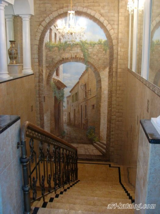 Wall painting on the cottage stairs