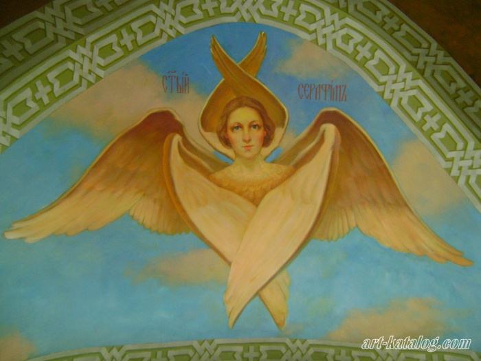 Fresco in the church. Seraphim